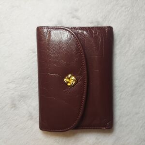 Kidskin Brown Leather Wallet with Gold Accent